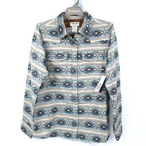 ARIAT REAL Women's Snap Button Front Shirt L/Sleeve Creekside Jacquard Sz M NWT